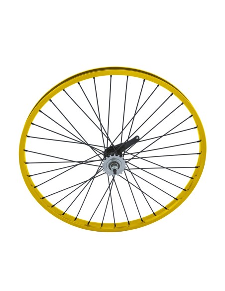 26 x 1.75 Alloy Coaster Wheel 36 Spoke 12gBlack 3/8 Axle Single Wall Gold.